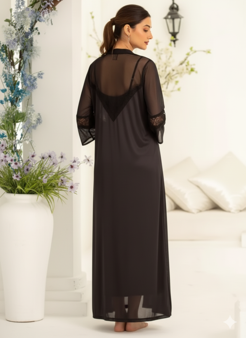 Elegant 2 Pcs Jersey Lace Nightwear Set for Women