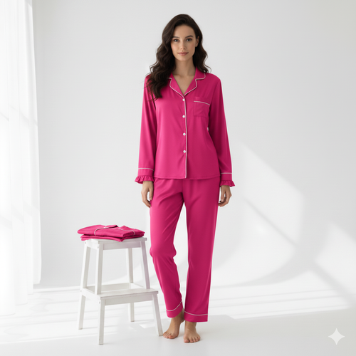 6-Piece Pink Satin Loungewear Set