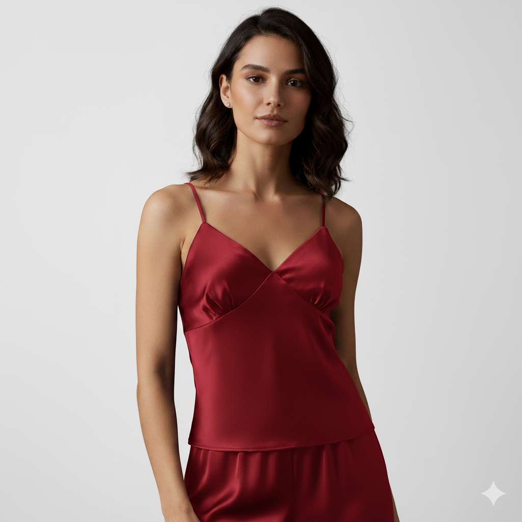 6-Piece Red Satin Loungewear Set