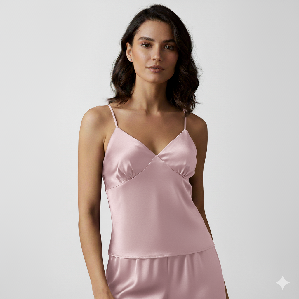 6-Piece Pink Satin Loungewear Set