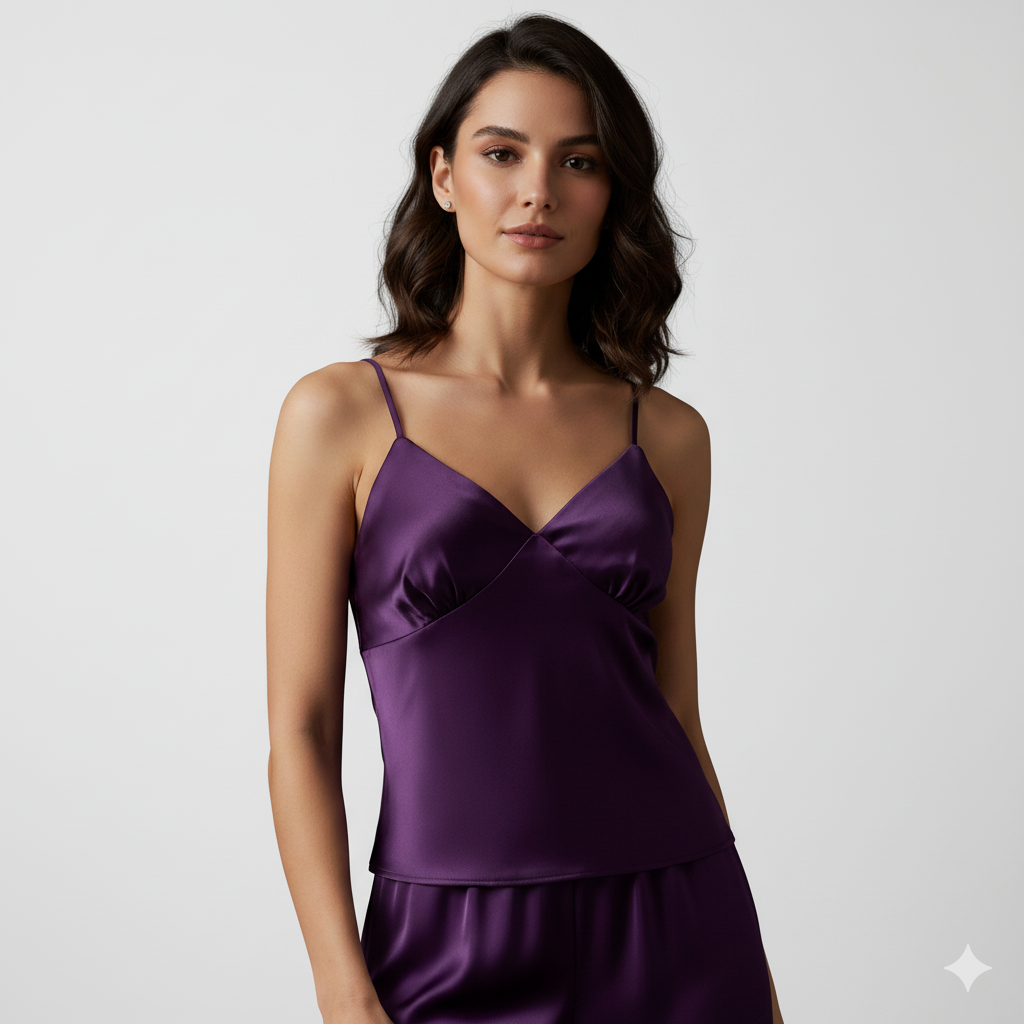 6-Piece Purple Satin Loungewear Set