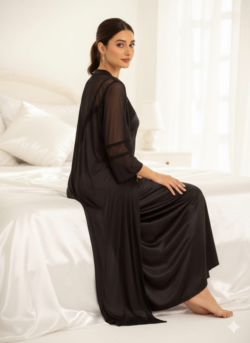 Elegant 2 Pcs Jersey Lace Nightwear Set for Women