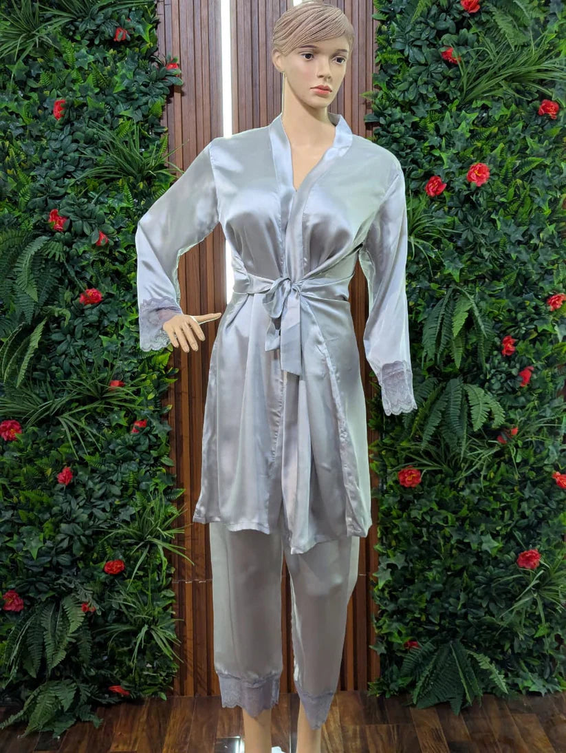 Silk Saim wear Robe Gown with Trouser
